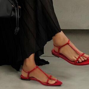 Women's Flat Sandals Pointed Open Toe T-Strap Comfortable Gladiator Summer Slide